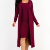 Ribbed Cardigan & Cami Midi Bodycon Dress Set