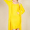 Ribbed Cardigan & Cami Midi Bodycon Dress Set