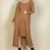 Ribbed Cardigan & Cami Midi Bodycon Dress Set