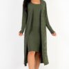 Ribbed Cardigan & Cami Midi Bodycon Dress Set