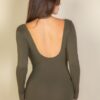 Scoop Neck Long Sleeve Bodysuit with Snap-Button Bottom