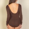 Scoop Neck Long Sleeve Bodysuit with Snap-Button Bottom