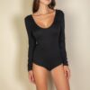 Scoop Neck Long Sleeve Bodysuit with Snap-Button Bottom