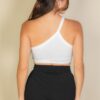One-Shoulder Ribbed Cropped Top – Asymmetric Neckline