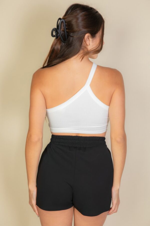 One-Shoulder Ribbed Cropped Top – Asymmetric Neckline