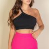 One-Shoulder Ribbed Cropped Top – Asymmetric Neckline