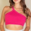 One-Shoulder Ribbed Cropped Top – Asymmetric Neckline