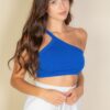 One-Shoulder Ribbed Cropped Top – Asymmetric Neckline