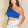 One-Shoulder Ribbed Cropped Top – Asymmetric Neckline