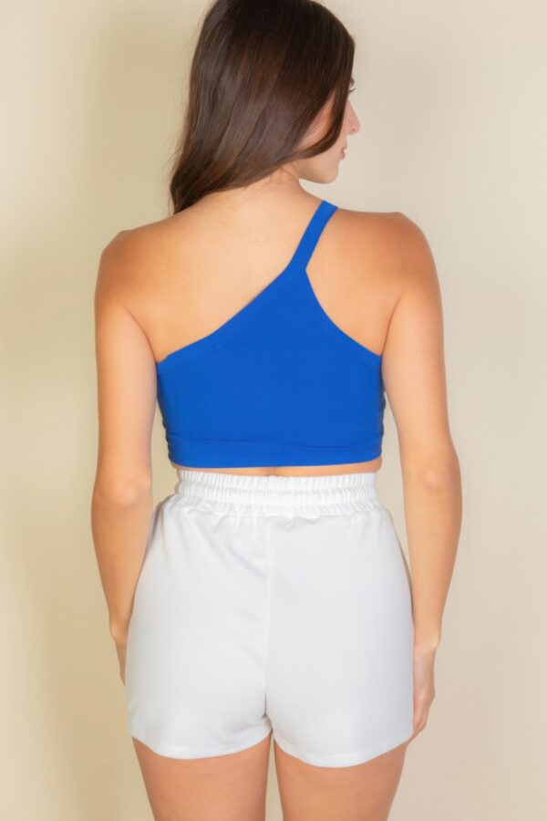 One-Shoulder Ribbed Cropped Top – Asymmetric Neckline
