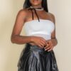 Cropped Strapless Tube Top with Mesh Detail