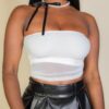 Cropped Strapless Tube Top with Mesh Detail