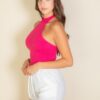 Ribbed Halter Crop Top – Backless Rib Knit