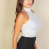 Ribbed Halter Crop Top – Backless Rib Knit