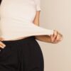 Ribbed Round Neck Short Sleeve Top – Stretch Knit