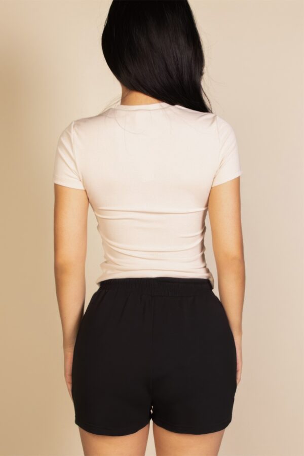 Ribbed Round Neck Short Sleeve Top – Stretch Knit