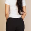 Ribbed Round Neck Short Sleeve Top – Stretch Knit