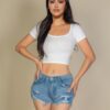 Ribbed Square-Neck Fitted Short Sleeve Tee