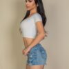 Ribbed Square-Neck Fitted Short Sleeve Tee