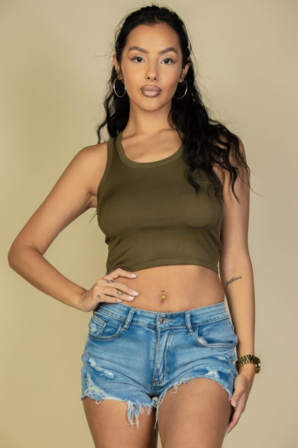 Ribbed Tank Top – Stretch Rib Knit, Multiple Colors