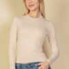 Ribbed Round Neck Long Sleeve Top – Stretch Knit