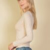 Ribbed Round Neck Long Sleeve Top – Stretch Knit