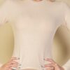 Ribbed Round Neck Long Sleeve Top – Stretch Knit