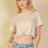 Cropped French Terry Top with Toggle Drawstring