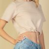 Cropped French Terry Top with Toggle Drawstring