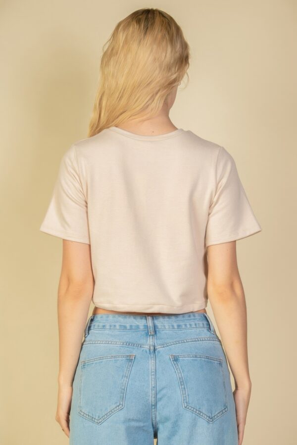 Cropped French Terry Top with Toggle Drawstring