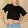Cropped French Terry Top with Toggle Drawstring