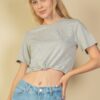 Cropped French Terry Top with Toggle Drawstring