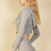 Ribbed Crop Zip Hoodie – Two-Tone Brushed Rib (Black, Grey)