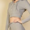 Ribbed Crop Zip Hoodie – Two-Tone Brushed Rib (Black, Grey)