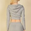 Ribbed Crop Zip Hoodie – Two-Tone Brushed Rib (Black, Grey)