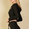 Ribbed Crop Zip Hoodie – Two-Tone Brushed Rib (Black, Grey)