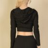 Ribbed Crop Zip Hoodie – Two-Tone Brushed Rib (Black, Grey)