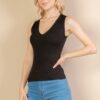 Ribbed V-Neck Sleeveless Tank – Stretch Jersey