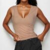 Ribbed V-Neck Sleeveless Tank – Stretch Jersey