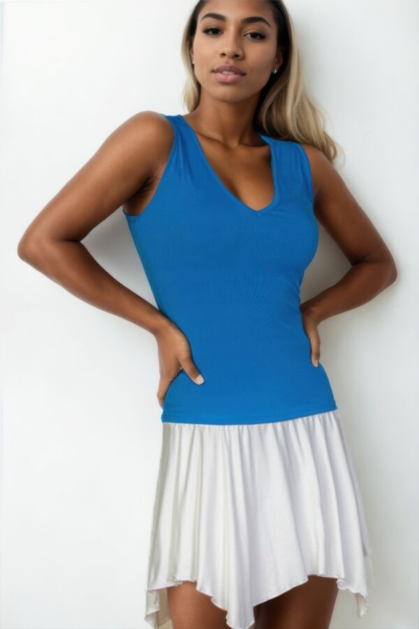 Ribbed V-Neck Sleeveless Tank – Stretch Jersey