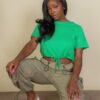 Tie-Front Drawstring Crop Top – High-Stretch Jersey