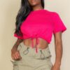 Tie-Front Drawstring Crop Top – High-Stretch Jersey