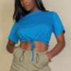 Tie-Front Drawstring Crop Top – High-Stretch Jersey