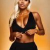 Ribbed Plunge Neck Crop Top – Slim Cropped Knit