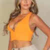 Ribbed Plunge Neck Crop Top – Slim Cropped Knit