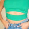 Ribbed One-Shoulder Cut-Out Crop Top – Bold Colors