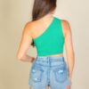 Ribbed One-Shoulder Cut-Out Crop Top – Bold Colors