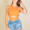 Ribbed One-Shoulder Cut-Out Crop Top – Bold Colors