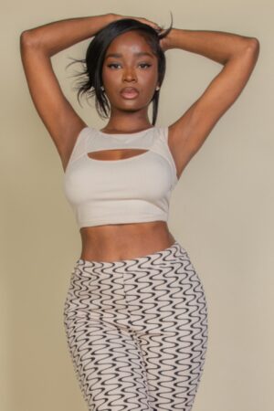 Ribbed Cut-Out Front Crop Top – Lightweight Rib Knit