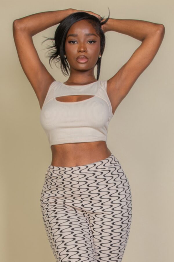 Ribbed Cut-Out Front Crop Top – Lightweight Rib Knit